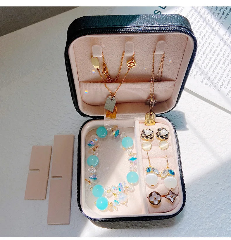 Mini Jewelry Travel Case – PU Leather Organizer Box