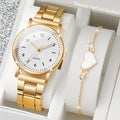 Women's Arabic Dial Quartz Watch & Bracelet Set