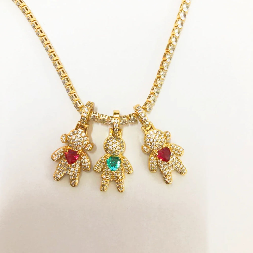 CZ Crystal Heart Charm Tennis Chain Necklace
