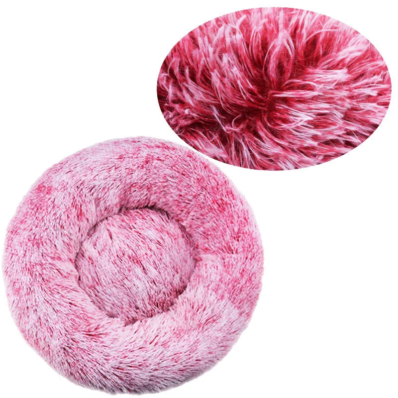 Round Plush Pet Bed 40–90 cm – Soft Warm Bed for Dogs & Cats