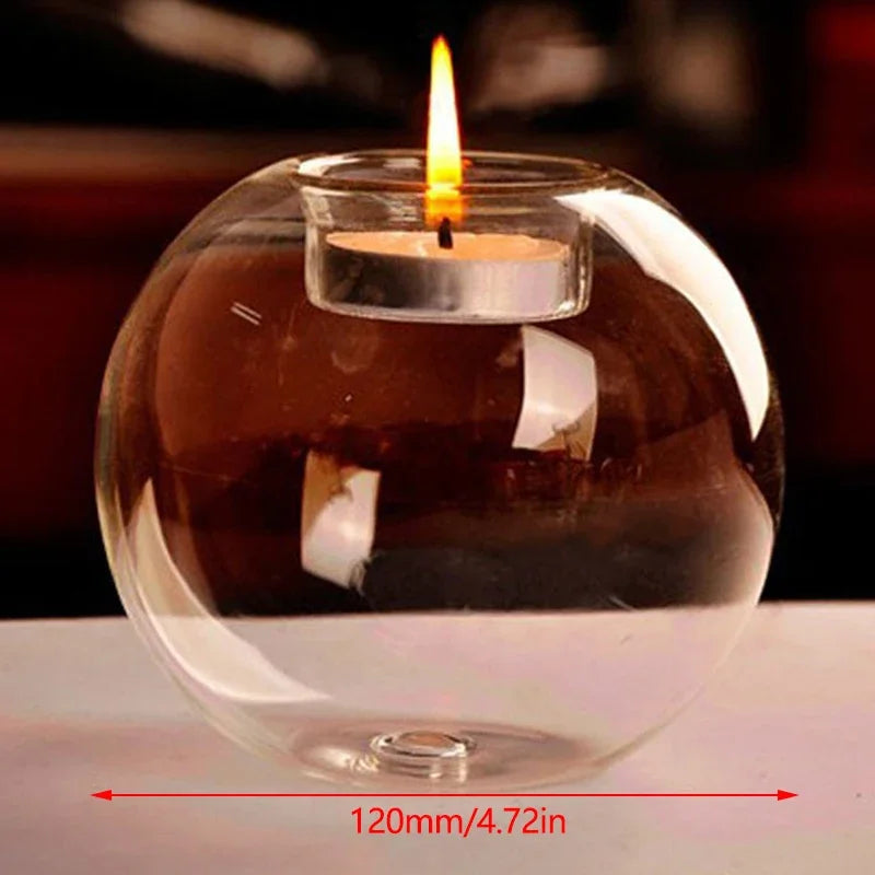 Round Glass Candle Holder – Table Centerpiece Decor