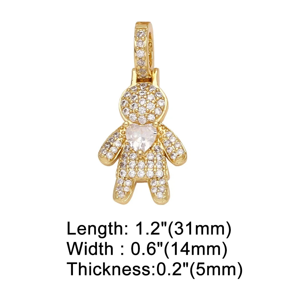 CZ Crystal Heart Charm Tennis Chain Necklace