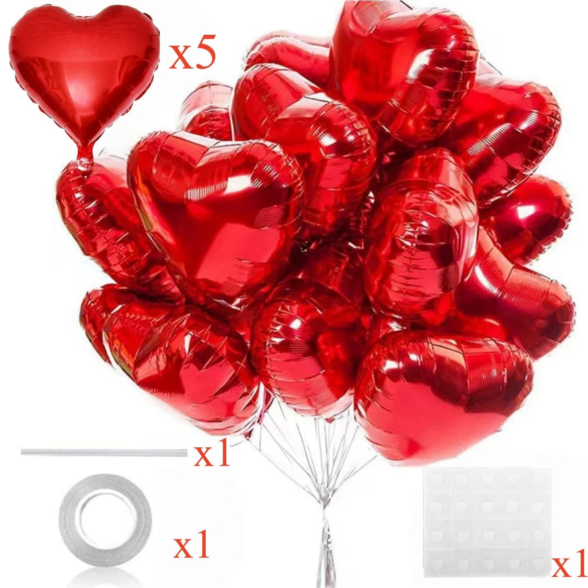 Red Heart Foil Balloons 18" – Valentine's & Party Decor