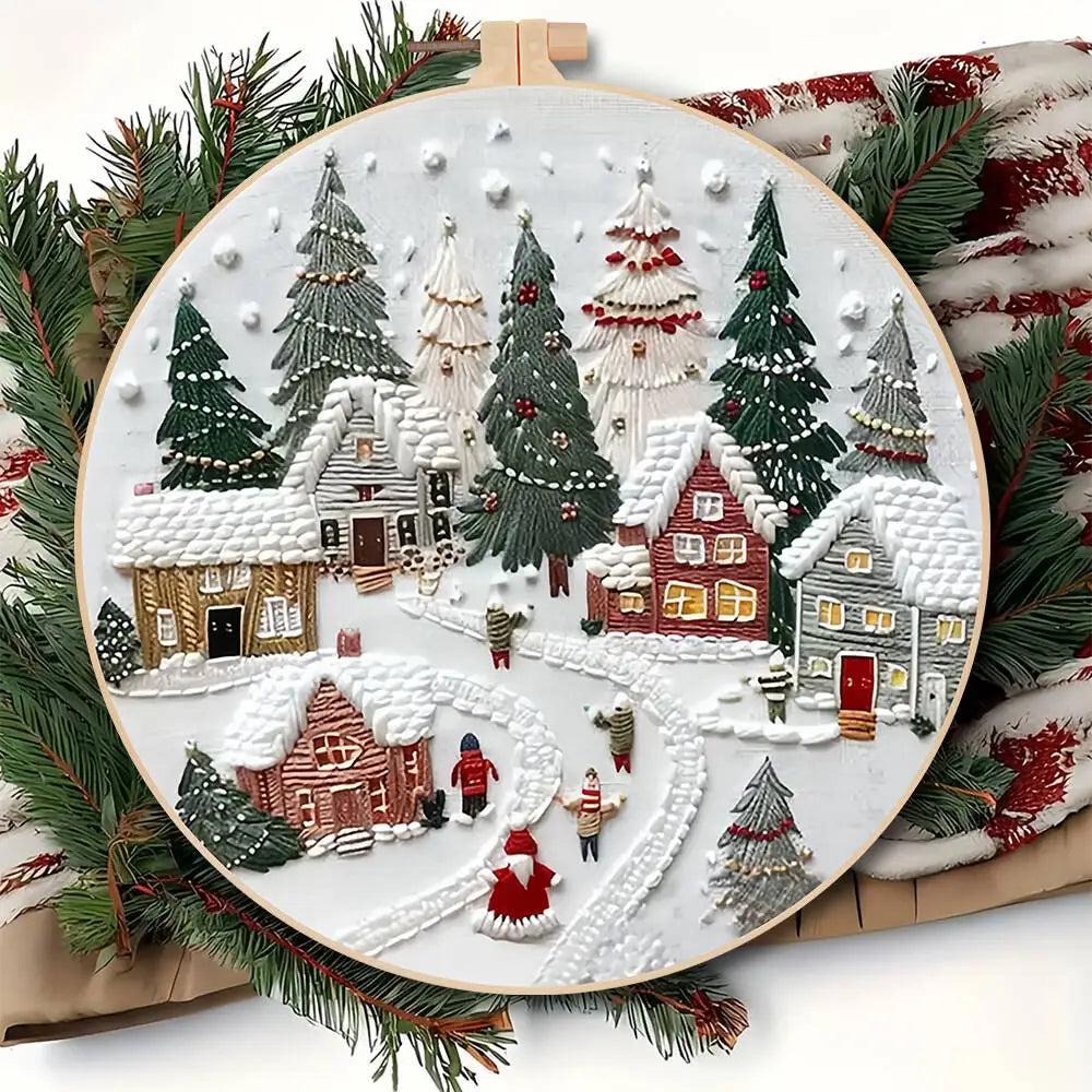 Christmas Embroidery Kit for Beginners – Wreath & Winter Designs