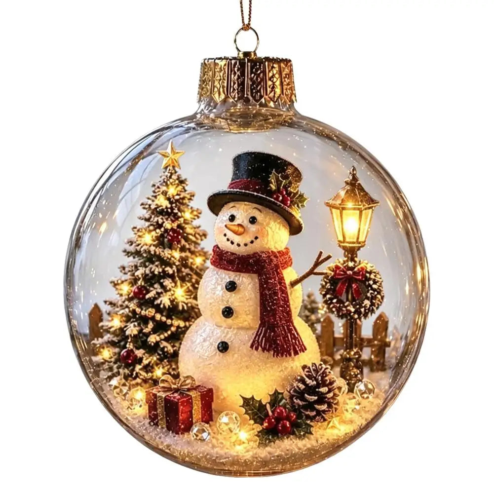 Light-Up Acrylic Christmas Ball Ornament 8 cm – Santa Design