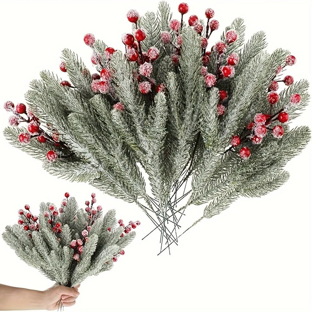 Snowy Pine & Berry Picks – Christmas Tree & Wreath Decor