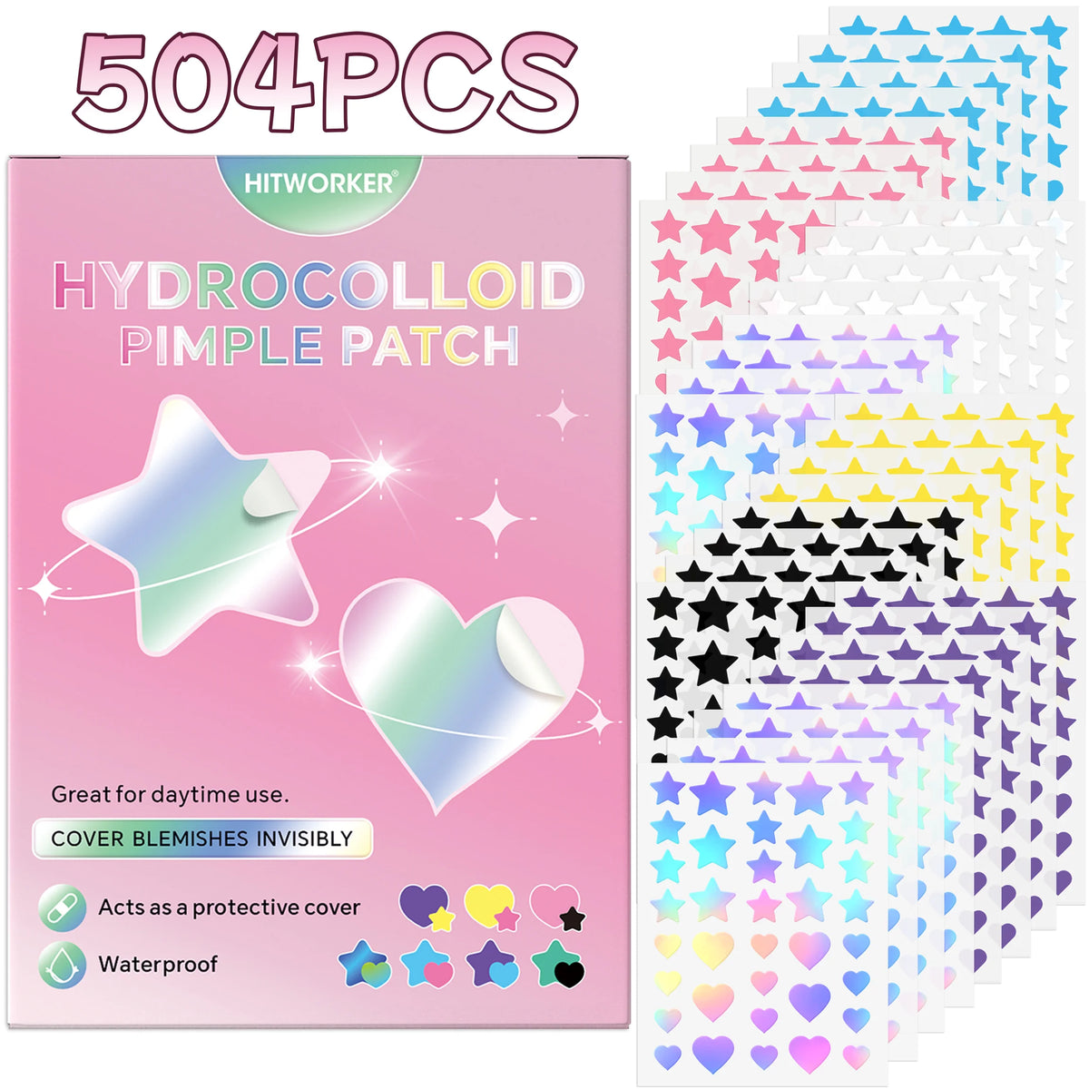 1008/504 Pieces/Box of Pimple Patches, Non Irritating Acne Stickers, High-Quality Salicylic Acid and Tea Tree Oil Acne Patches