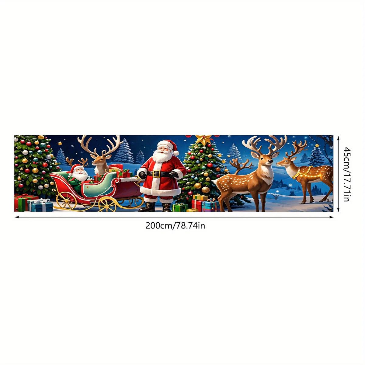 Santa & Reindeer Sleigh Banner – Christmas Door & Wall Decor