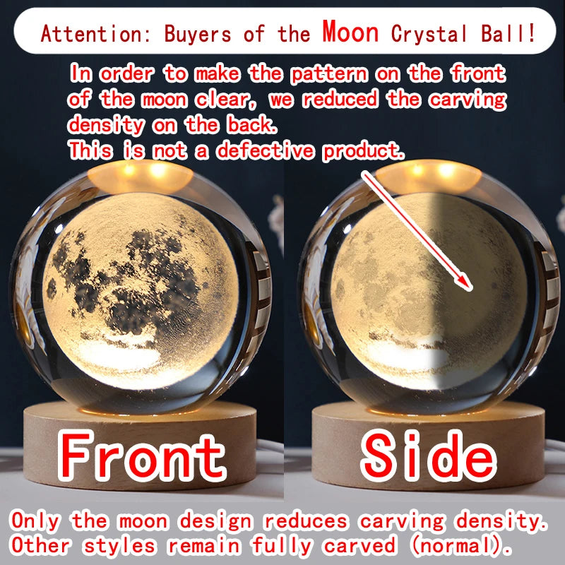 3D Crystal Ball Night Light – Saturn & Moon Galaxy Lamp