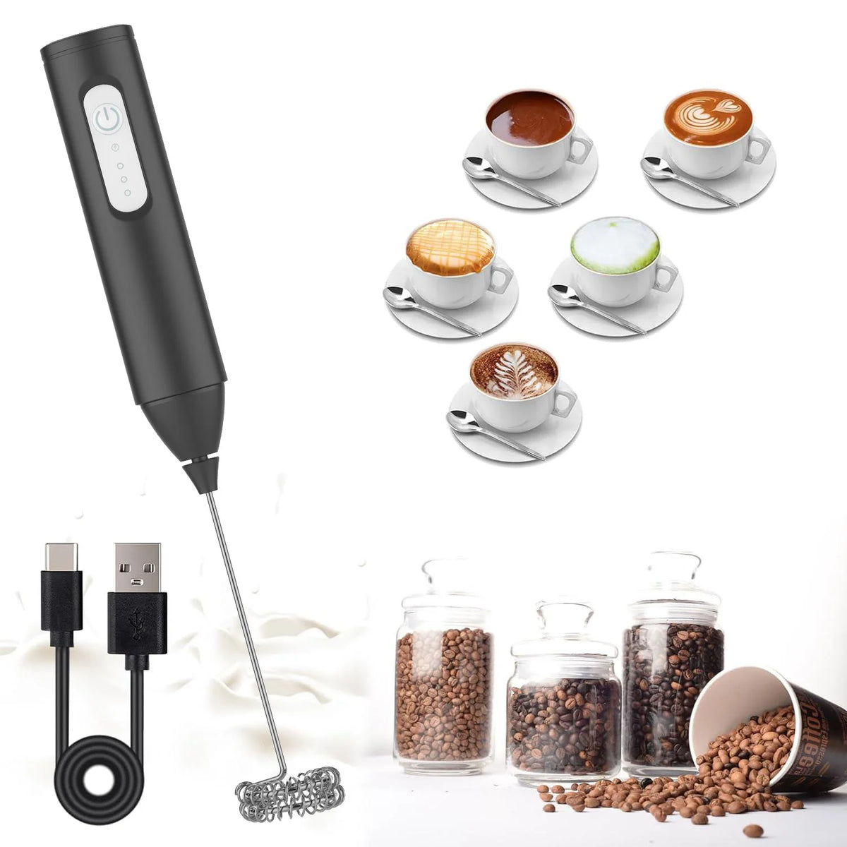 Rechargeable Mini Milk Frother – 3 Speeds