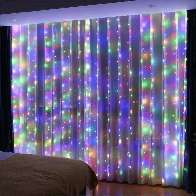 LED Curtain Lights 3x3 m / 6x3 m with Remote – Window Fairy Lights