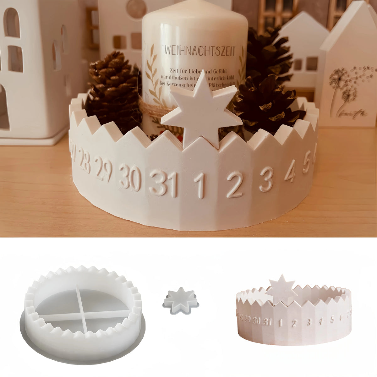 Advent Countdown Candle Holder Silicone Mold – DIY Christmas Decor