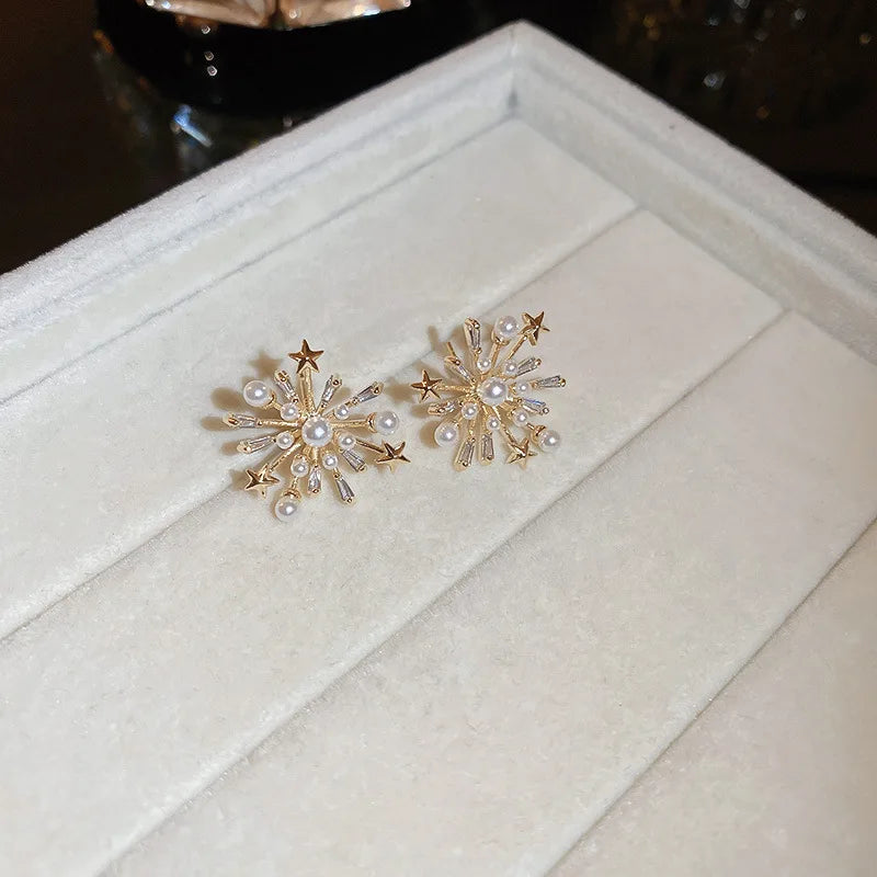 Crystal Flower Stud Earrings for Women