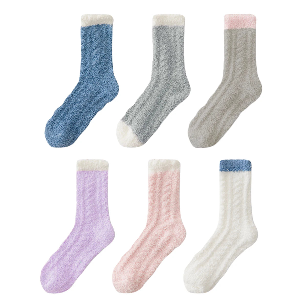 Fuzzy Winter Socks (6/12 Pairs) – Cozy Plush Socks for Women