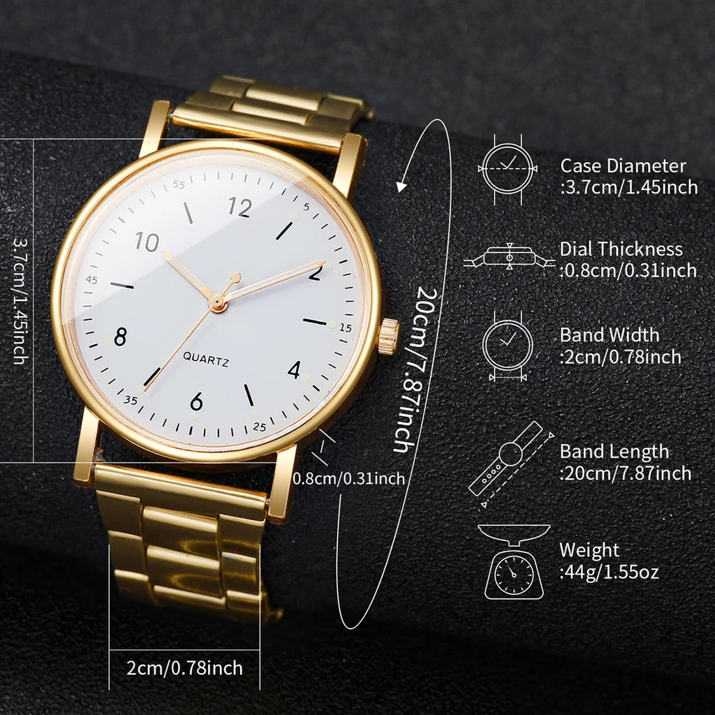 Women's Arabic Dial Quartz Watch & Bracelet Set