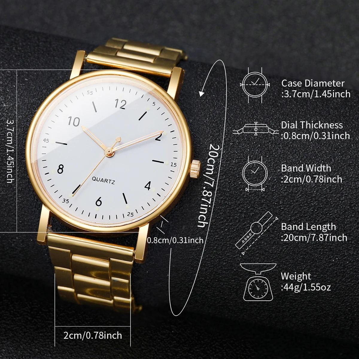 Women's Arabic Dial Quartz Watch & Bracelet Set