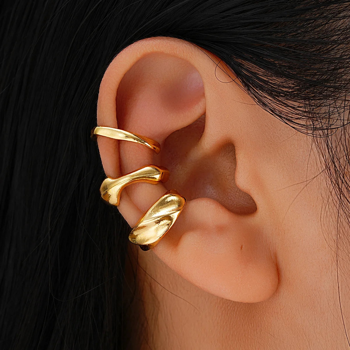 Rhinestone Clip-On Earrings Set (3 Pairs) – No Piercing Needed