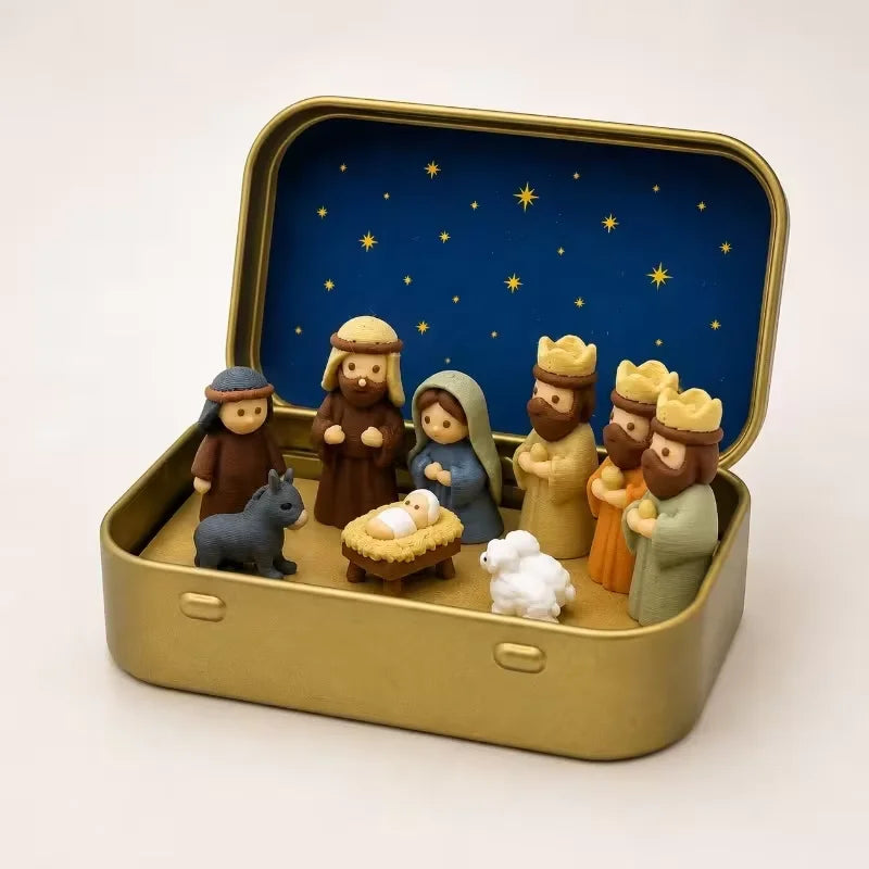 Pocket Nativity Scene in Metal Tin – Christmas Keepsake