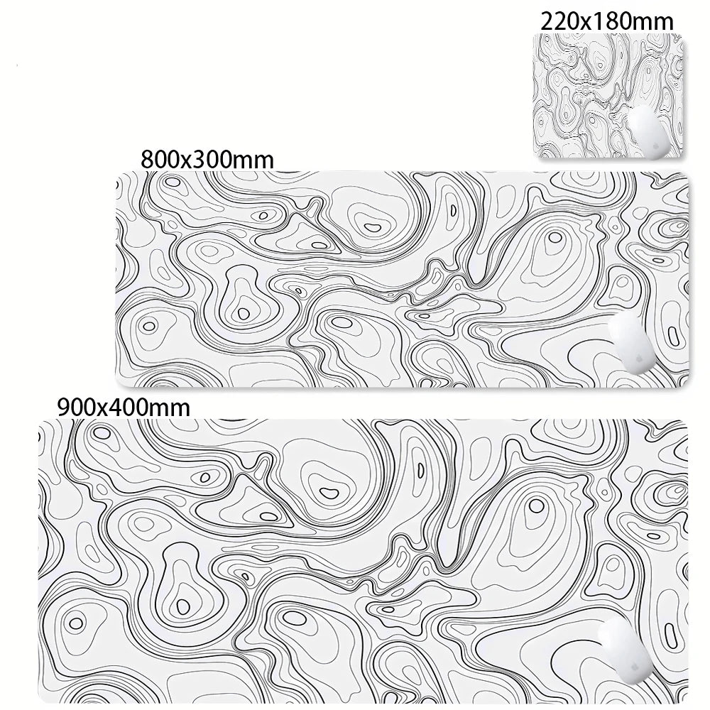 Large Gaming Mouse Pad – Black & White Abstract Desk Mat