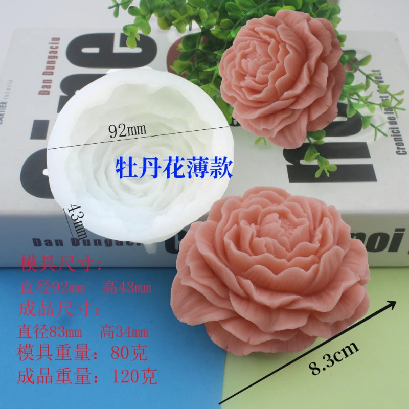 Large Peony & Rose Silicone Candle Mold – DIY Candle & Soap Making