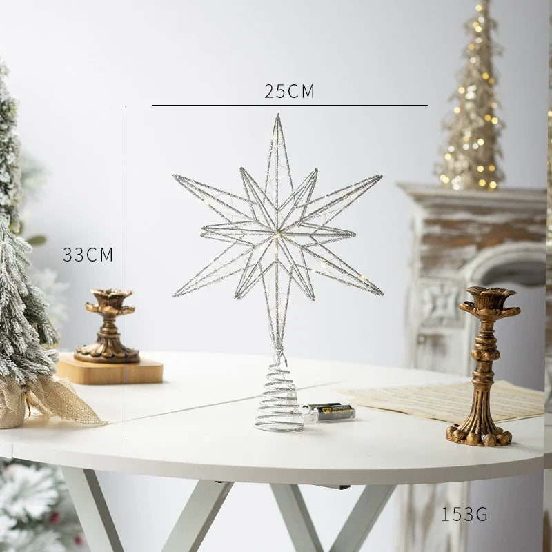 LED Star Christmas Tree Topper with String Lights