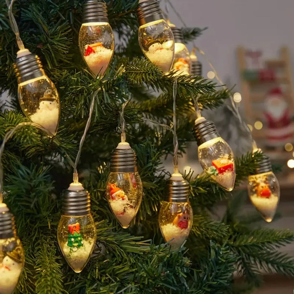 Snow Globe Bulb String Lights – Christmas Tree & Mantel Decor