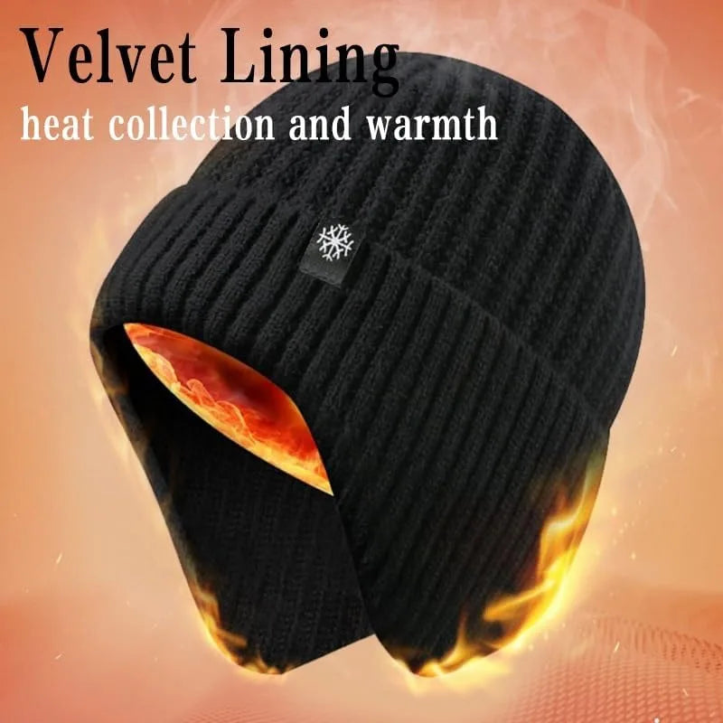 Men's Knitted Winter Hat with Earflaps – Fleece Lined