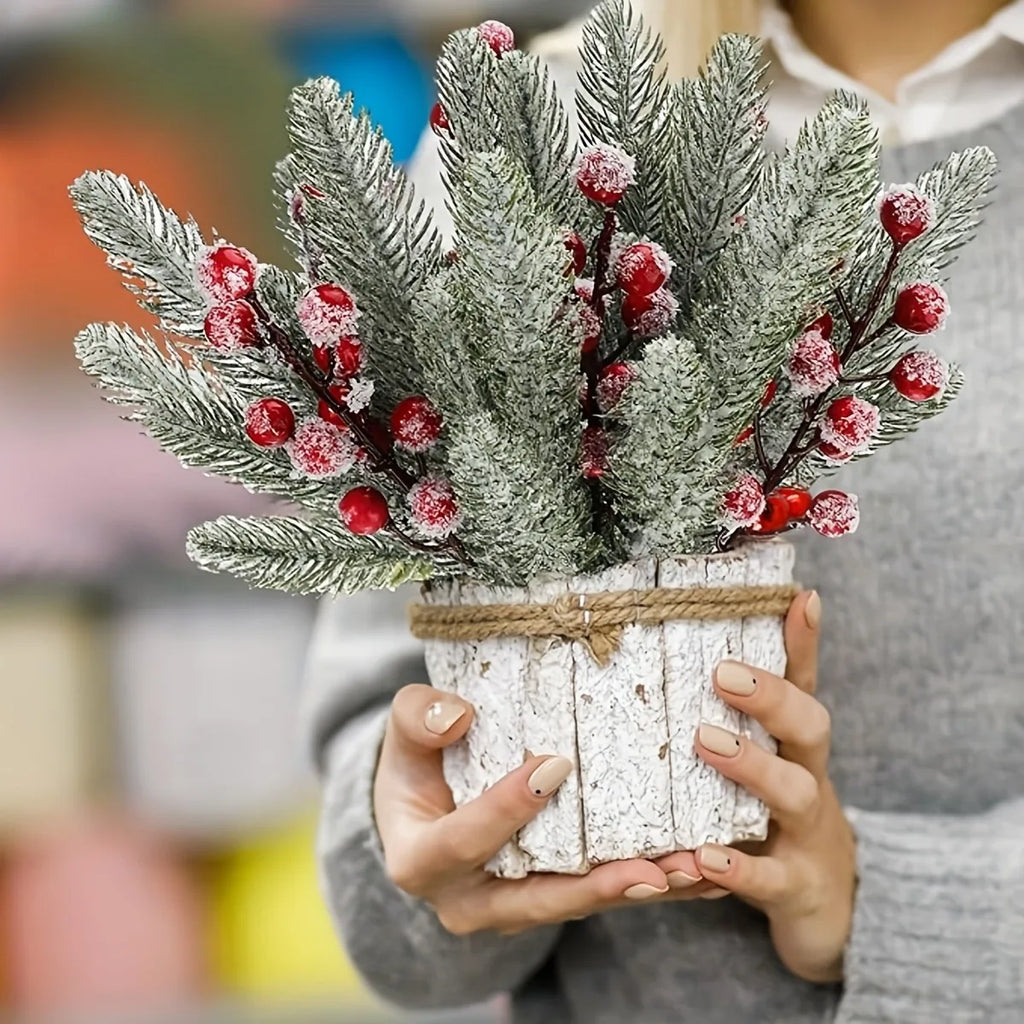 Snowy Pine & Berry Picks – Christmas Tree & Wreath Decor