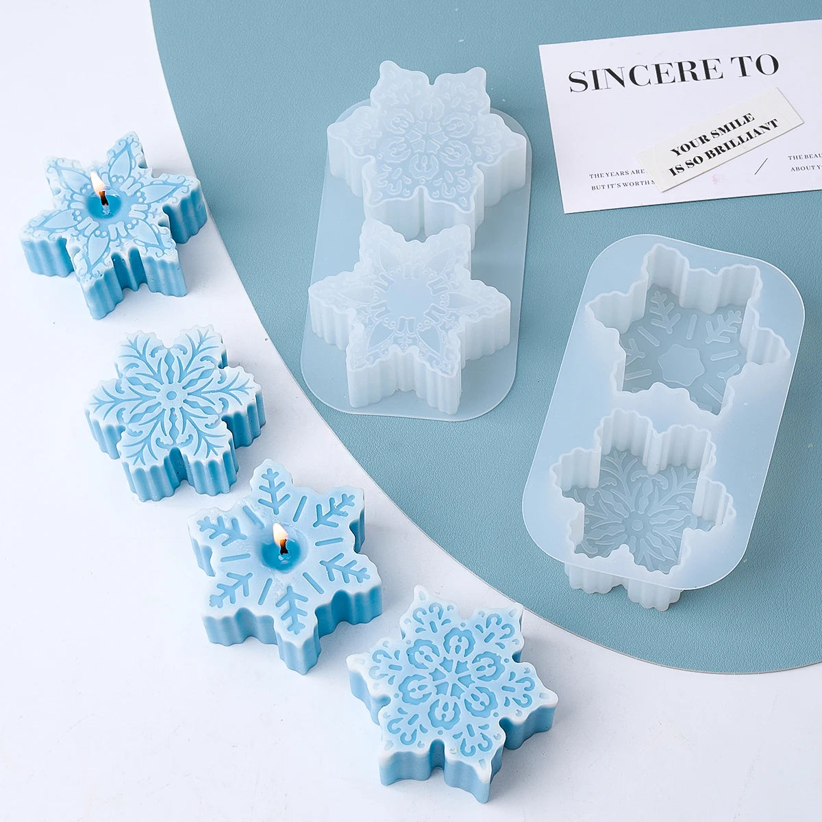 3D Snowflake Silicone Candle Mold – Christmas Ornament Making
