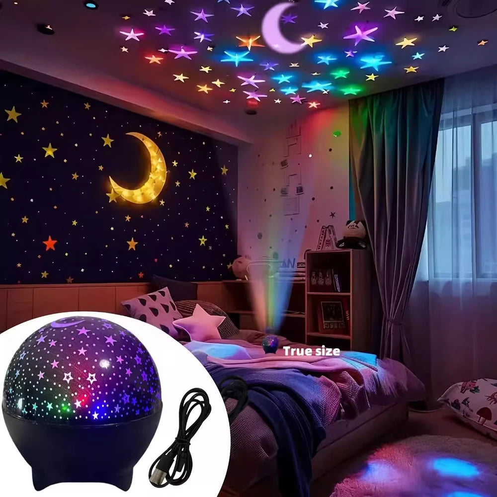 Starry Moon LED Projector Night Light – 7 Color Modes