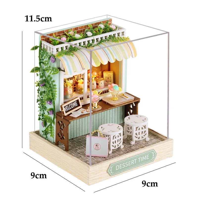 DIY Miniature Wooden Dollhouse Kit with LED Light – 3D Puzzle Gift