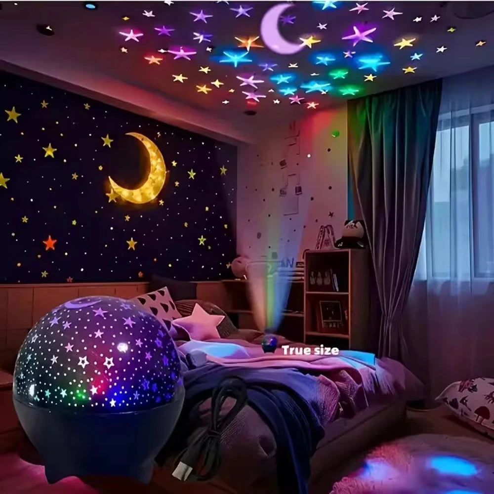 Starry Moon LED Projector Night Light – 7 Color Modes