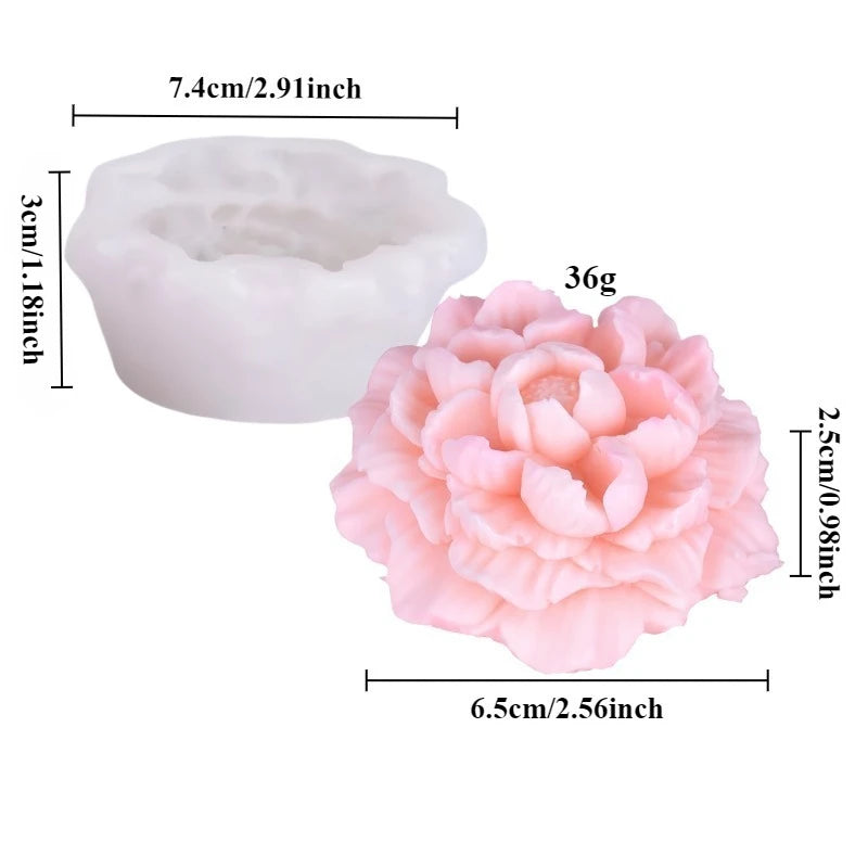 Large Peony & Rose Silicone Candle Mold – DIY Candle & Soap Making
