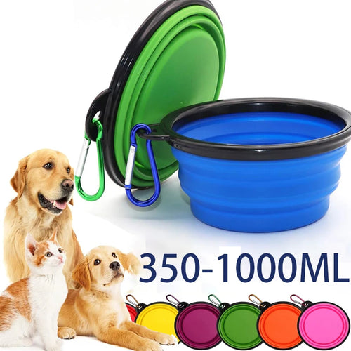 2-in-1 Foldable Silicone Pet Bowl with Bottle – Travel Feeder