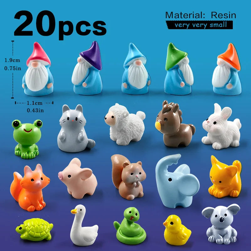 Mini Animal Figurines (20 pcs) – Fairy Garden & Christmas Decor