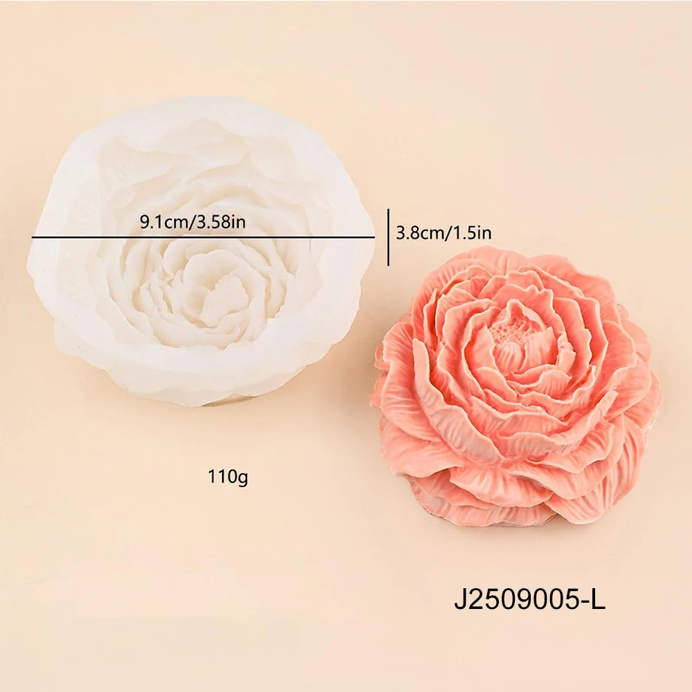 3D Peony Silicone Candle Mold – DIY Flower Candles & Soap
