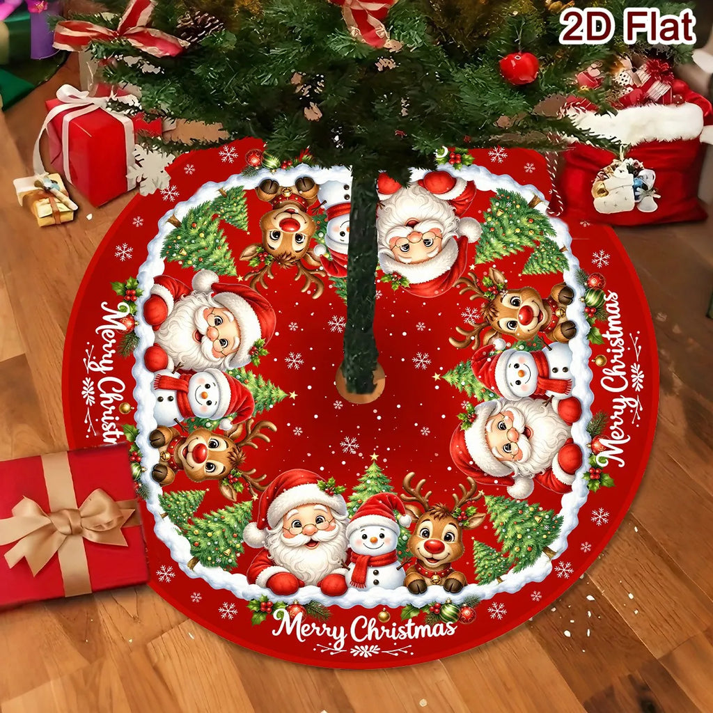 Christmas Tree Skirt 60/90 cm – Santa & Snowman Print