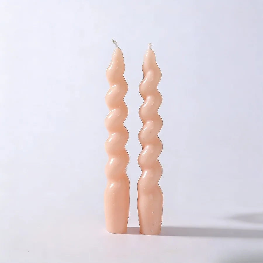 Spiral Taper Scented Candles (2 pcs) – Soy Wax Table Decor