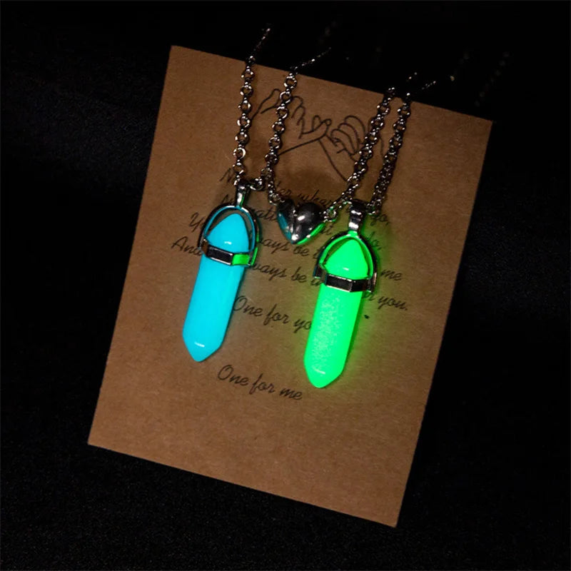 Magnetic Couple Necklaces – "I Love You" Projection Heart Pendants