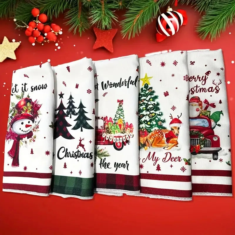 Christmas Kitchen Dish Towels – Quick-Dry Festive Hand Towels