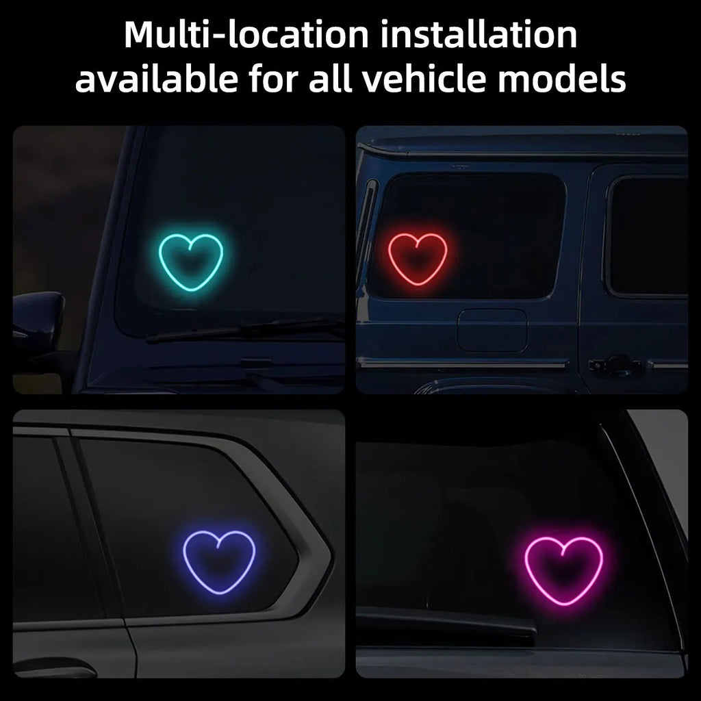 RGB Heart LED Car Ambient Light – Solar & USB Powered