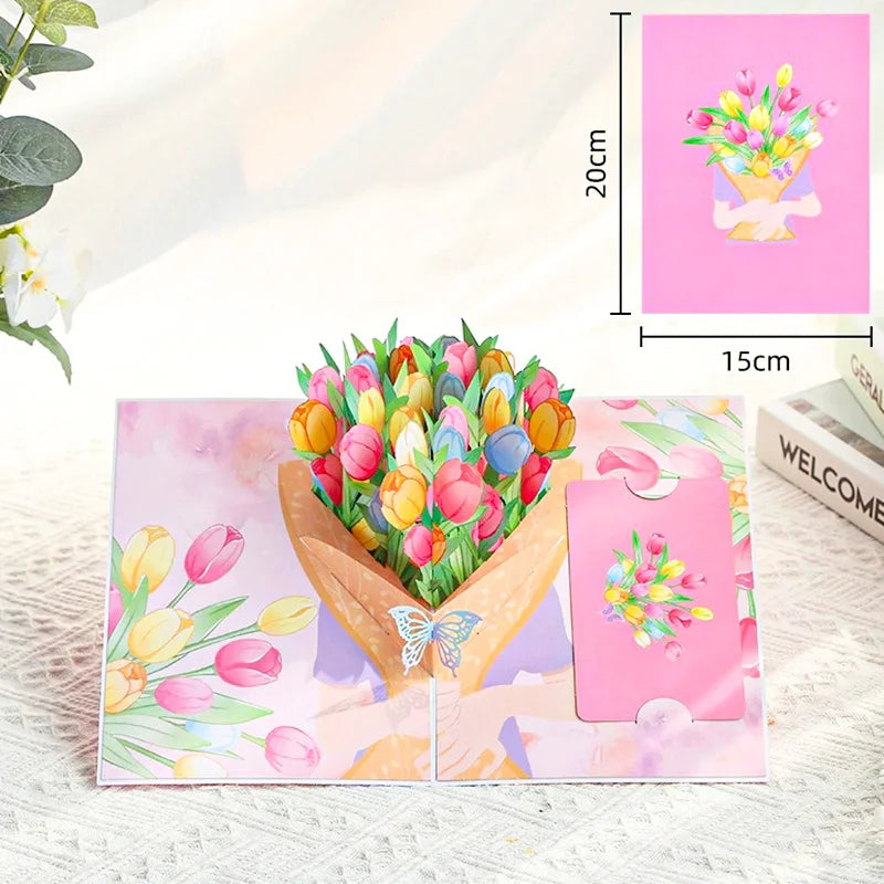 3D Pop-Up Flower Greeting Card – Handmade Card for Any Occasion