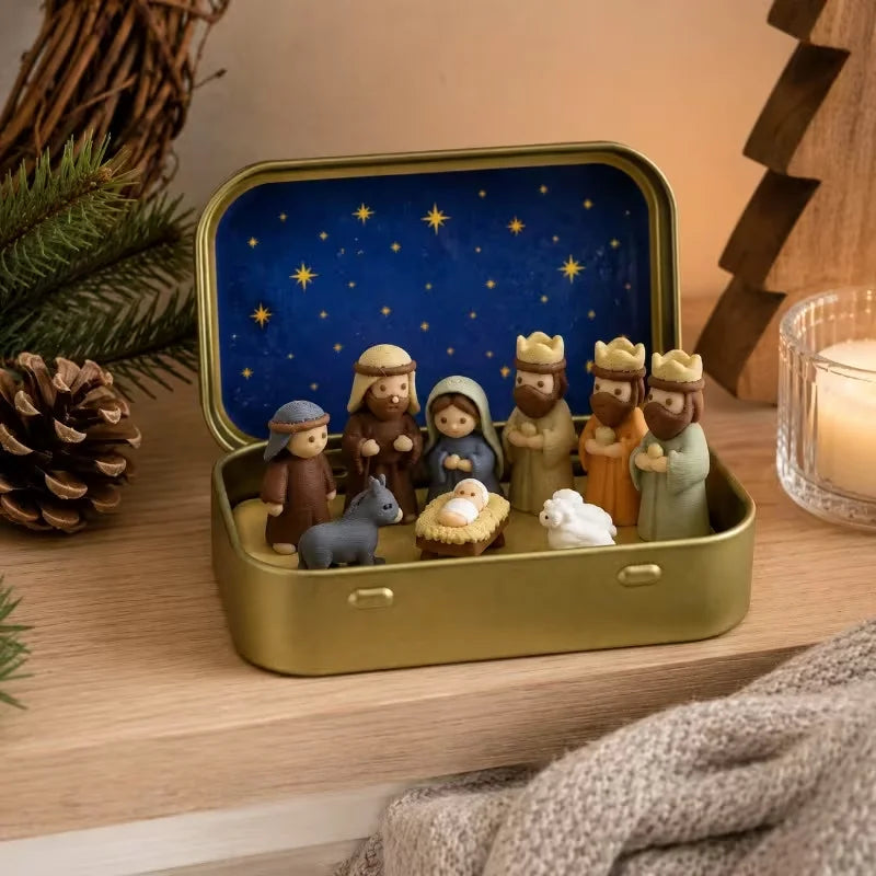 Pocket Nativity Scene in Metal Tin – Christmas Keepsake