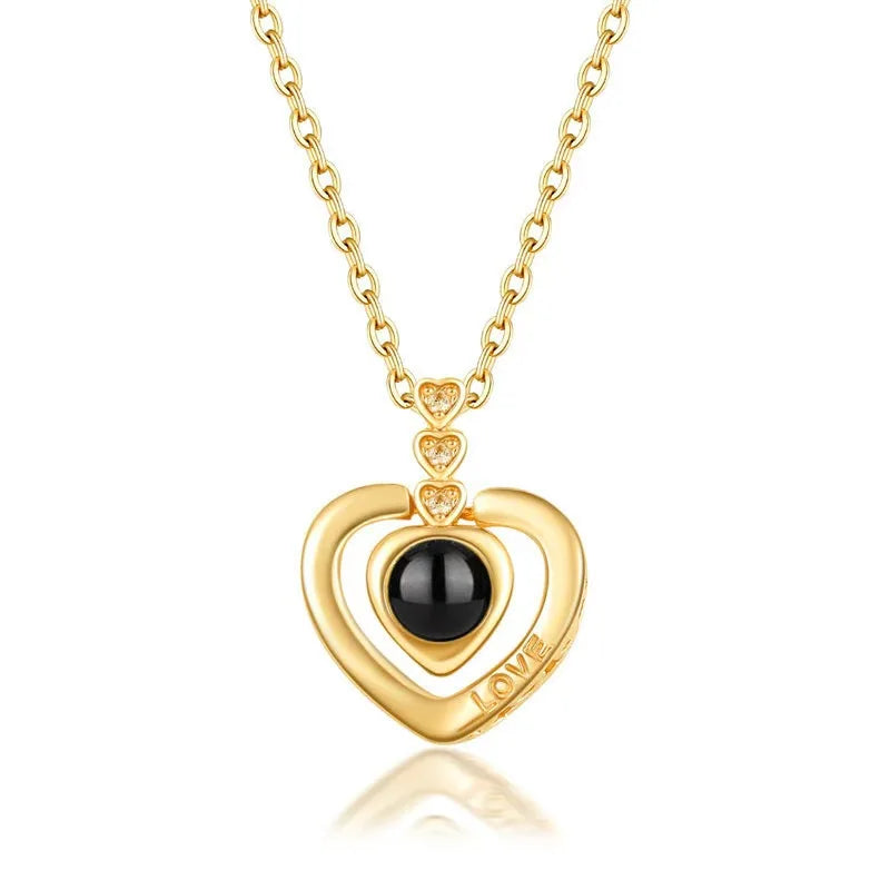 "I Love You" Projection Necklace – 100 Languages Heart Pendant