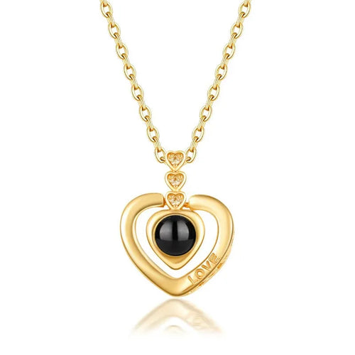 "I Love You" Projection Necklace – 100 Languages Heart Pendant