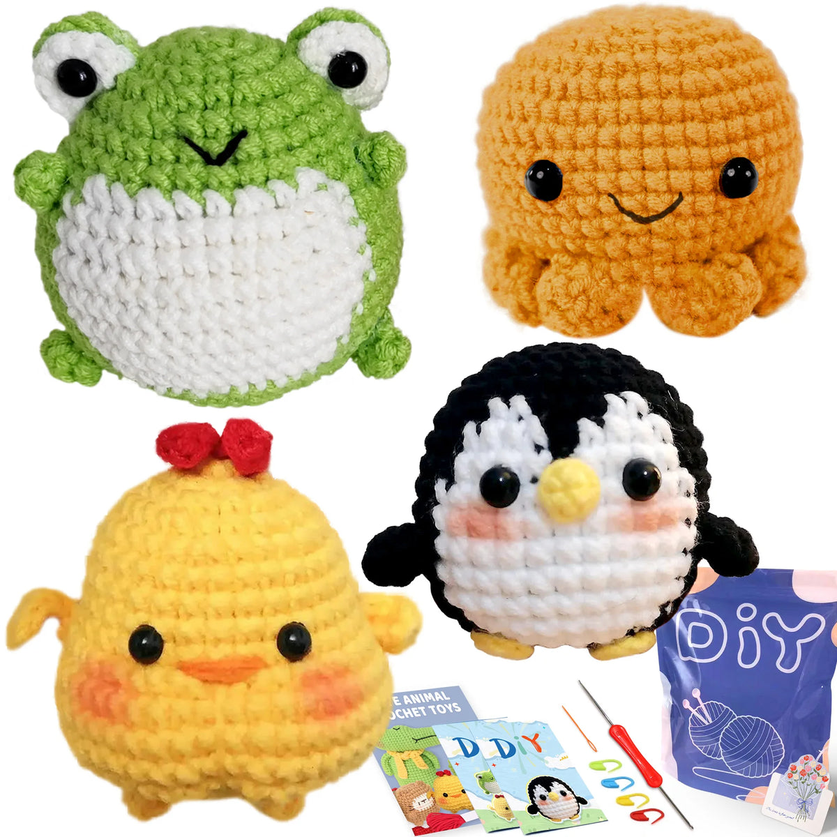 Crochet Kit for Beginners – Animal Amigurumi Starter Set