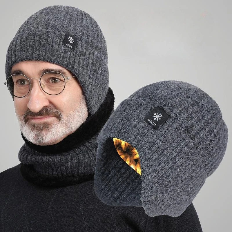 Men's Knitted Winter Hat with Earflaps – Fleece Lined