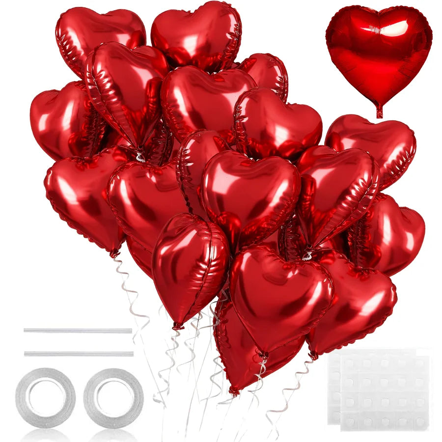 Red Heart Foil Balloons 18" – Valentine's & Party Decor