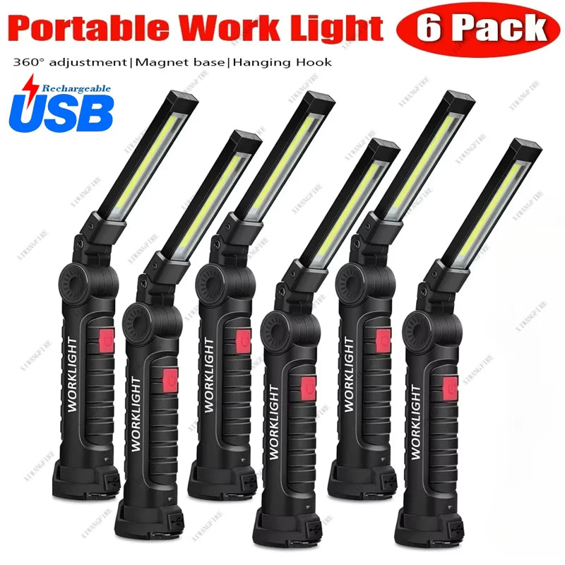 COB LED Work Light & Power Bank – Rechargeable Magnetic Flashlight