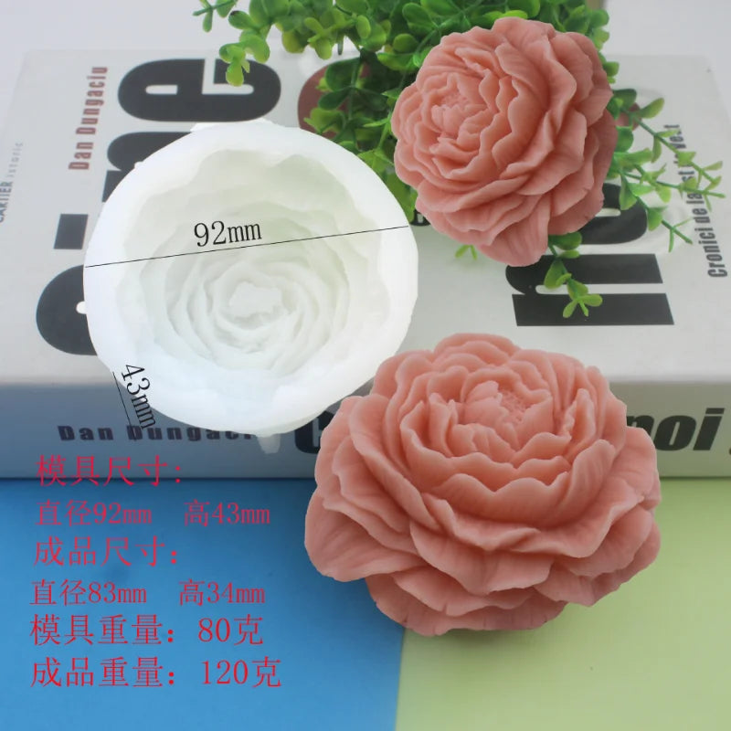 Large Peony & Rose Silicone Candle Mold – DIY Candle & Soap Making